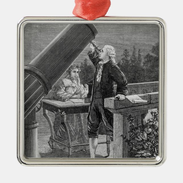 Ornement Carré Argenté William Herschel découvre la planète Uranus (Devant)