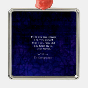 Ornement Carré Argenté William Shakespeare Citation d'amour romantique