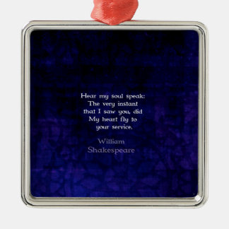 Ornement Carré Argenté William Shakespeare Citation d'amour romantique
