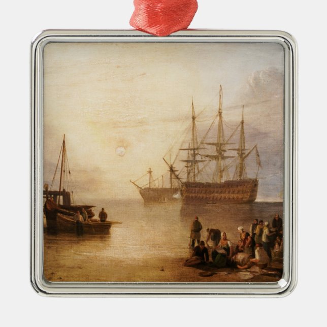 Ornement Carré Argenté William Turner - Le Couchage Du Soleil À Travers L (Devant)
