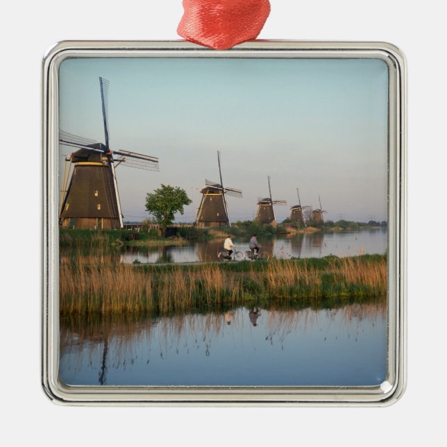 Ornement Carré Argenté Windmills, Kinderdijk, Pays-Bas (Devant)