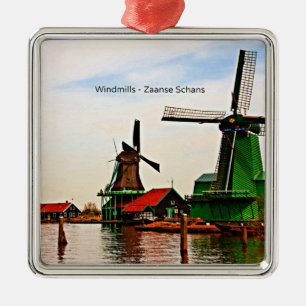 Ornement Carré Argenté Windmills-Zaanse Schans