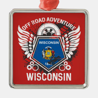 Ornement Carré Argenté Wisconsin Off Road Adventure 4x4 Trail Mudding
