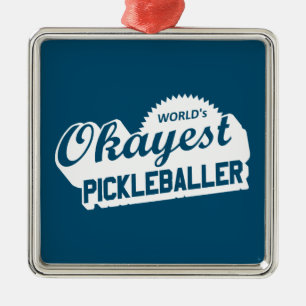Ornement Carré Argenté World's Okayest Pickleballer