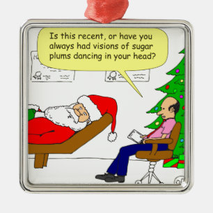 Ornement Carré Argenté x30 Père Noël parle à son thérapeute - Cartoon
