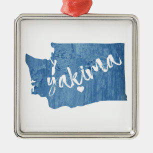 Ornement Carré Argenté Yakima Washington Wood Grain