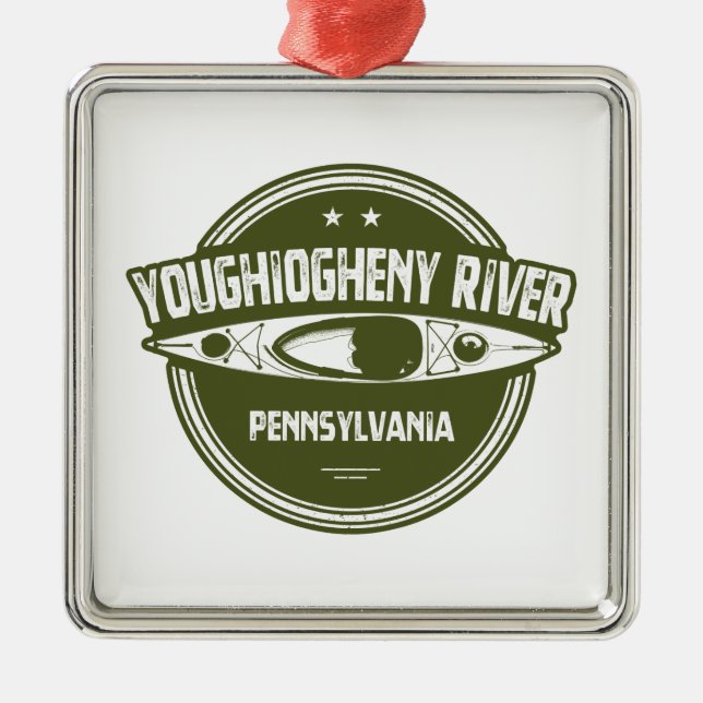 Ornement Carré Argenté Youghiogheny River, Pennsylvanie (Devant)