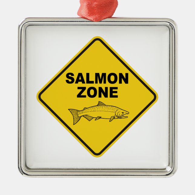 Ornement Carré Argenté Zone de pêche saumon (Devant)