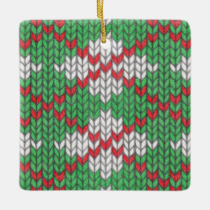 Ornement Carré en céramique JACQUARD KNIT XMAS