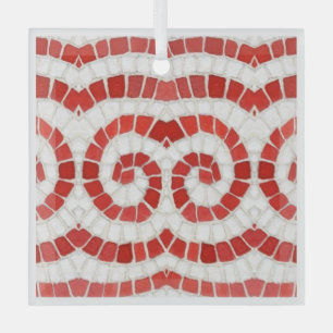 Ornement Carré en verre MOSAIC IONIQUE ROUGE