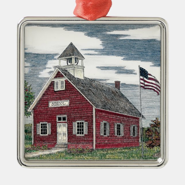Ornement Carré Premium Little Red Schoolhouse (Devant)