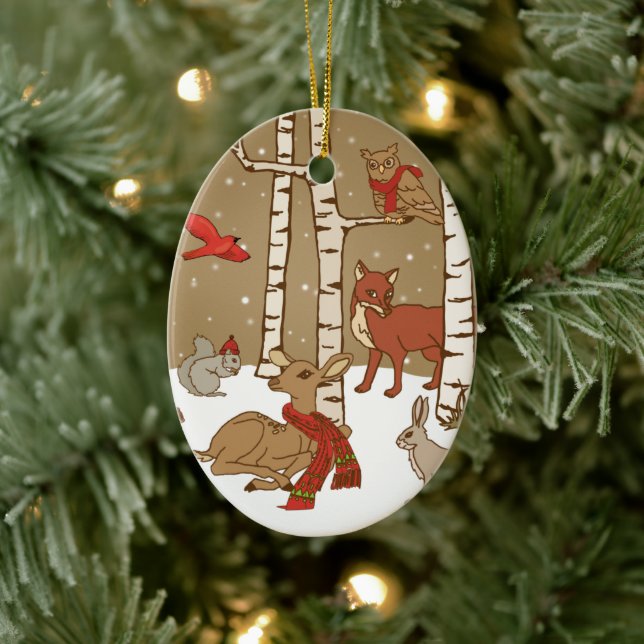 Ornement céramique de Noël en bois personnalisé (Arbre)