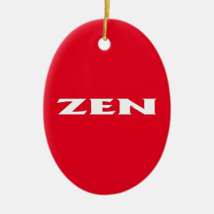 Ornement céramique ovale rouge blanc zen