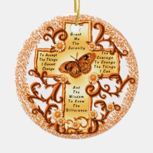 Ornement céramique rond Gold Serenity Cross