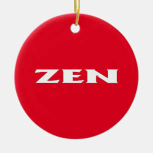 Ornement céramique ronde rouge blanc zen