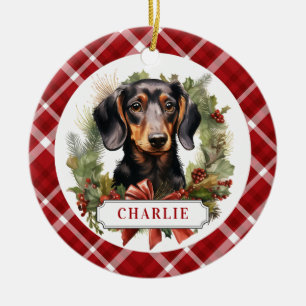Ornement Cercle en céramique Dachshund