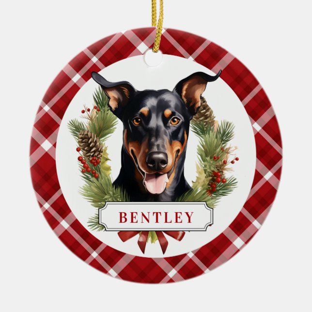 Ornement Cercle en céramique Doberman (Devant)