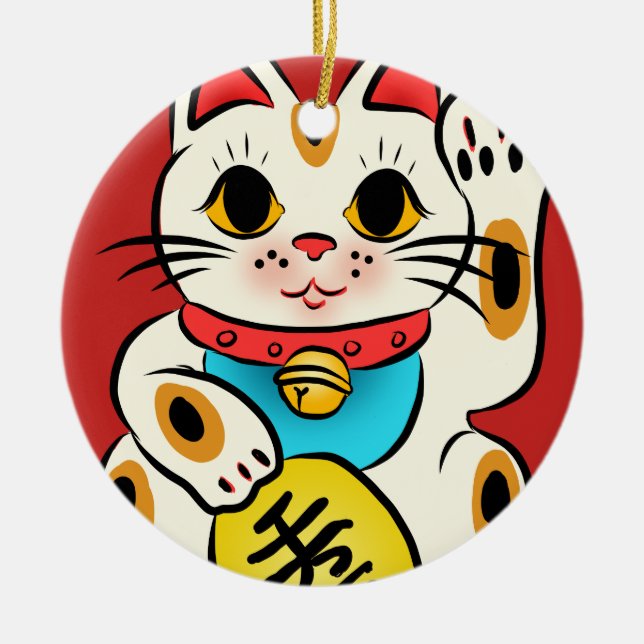 Ornement chanceux de chat de Maneki Neko (Devant)