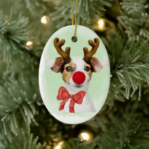 Ornement Chien de Noël avec bois et manche à four