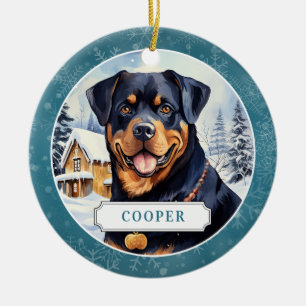Ornement circulaire en céramique Rottweiler