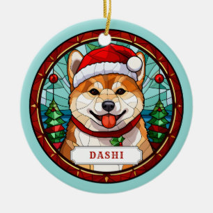Ornement circulaire en céramique Shiba Inu