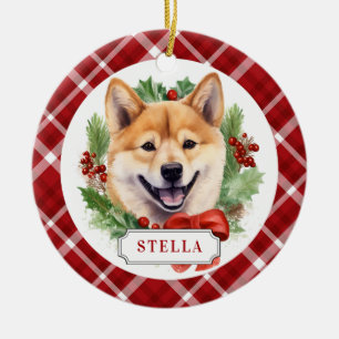 Ornement circulaire en céramique Shiba Inu