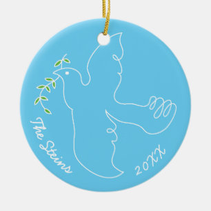 Ornement circulaire Hanoukka "Chanukah Dove"