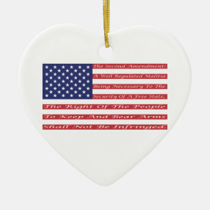 Ornement Cœur En Céramique 2ème Drapeau d'amendement