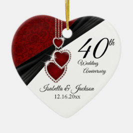 Ornement Cœur En Céramique 40e anniversaire de Mariage Conception de l'ésaké