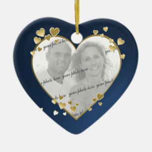 Ornement Cœur En Céramique 50e anniversaire Heart Photo Keepsaké