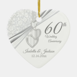 Ornement Cœur En Céramique 60e anniversaire du Mariage Diamond
