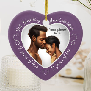 Ornement Cœur En Céramique 9e anniversaire du Mariage