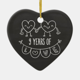 Ornement Cœur En Céramique 9e Anniversary Poison de Chalk Hearts