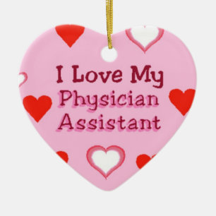 Ornement Cœur En Céramique Aimez mon assistant de médecin