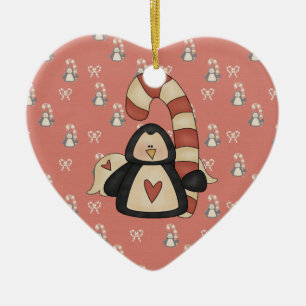 Ornement Cœur En Céramique Aimez mon pingouin