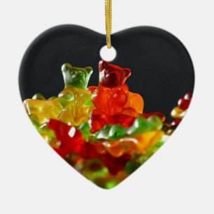 Ornement Cœur En Céramique Amants gommeux d'ours