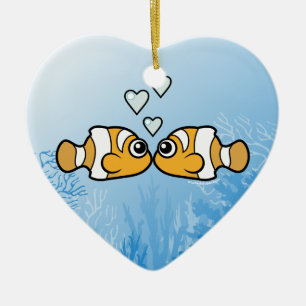 Ornement Cœur En Céramique Amour de Clownfish