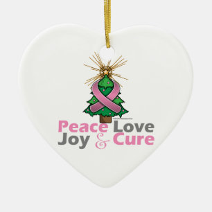 Ornement Cœur En Céramique Amour, joie et traitement roses de paix de Noël d