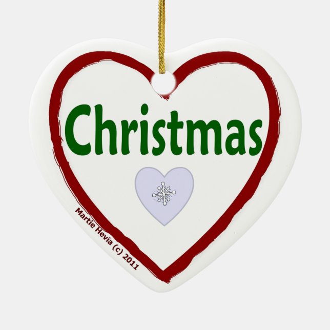 Ornement Cœur En Céramique Amour Noël (Dos)