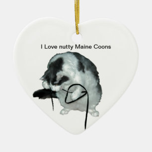 Ornement Cœur En Céramique Amour noix Maine Coons Ornament