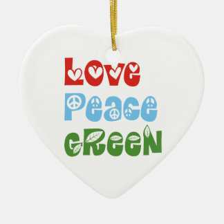 Ornement Cœur En Céramique Amour, Paix, Décor personnalisé vert