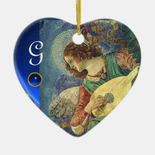 Ornement Cœur En Céramique ANGE DE NOËL FABRIQUANT MUSIQUE GemMonogramme