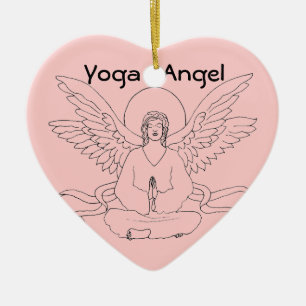 Ornement Cœur En Céramique Ange de yoga