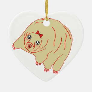 Ornement Cœur En Céramique Anime mignon d'ours de l'eau Tardigrade