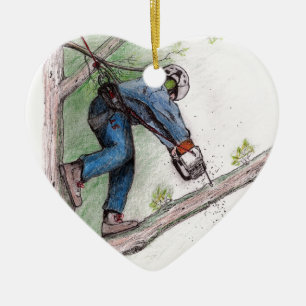 Ornement Cœur En Céramique Arboriste de chirurgien d'arbre