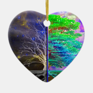 Ornement Cœur En Céramique Arbre de la connexion de la vie