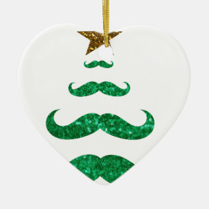 Ornement Cœur En Céramique arbre de noël de la moustache