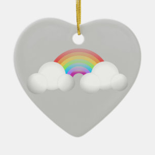 Ornement Cœur En Céramique Arc-en-ciel