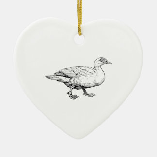 Ornement Cœur En Céramique Art d'oiseau de canard de Muscovy