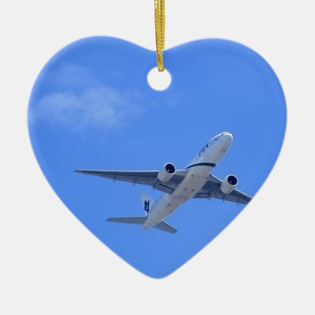 Ornement Cœur En Céramique Avion commercial (Devant)